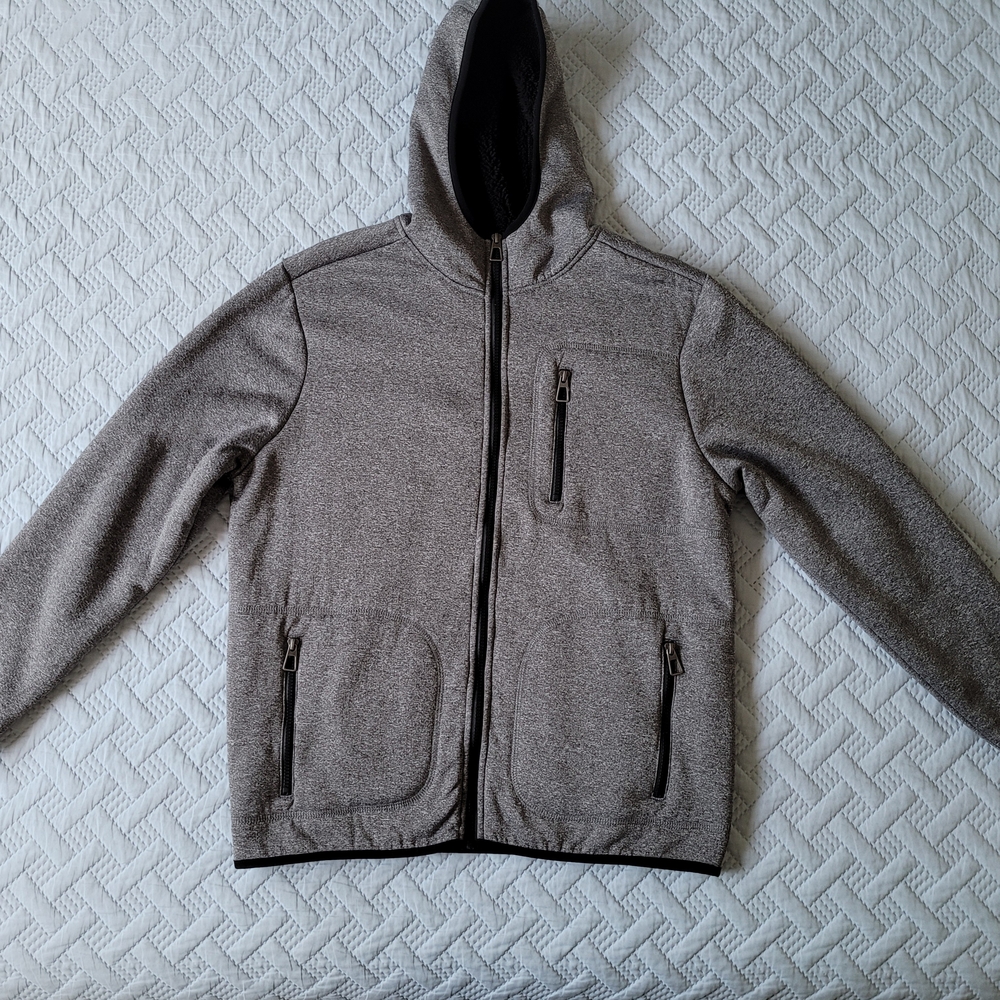 U.S. Life Men's Heather Gray Sherpa-Fleece Lined Full-Zip Hoodie - Picture 3 of 11